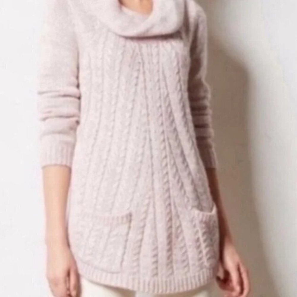 Anthropologie Guinevere Pink Cable Knit Sweater Size S